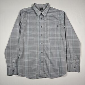 Oakley Retro 2015 Gray "90s Plaid" Button Up Long Sleeve Shirt Size Large